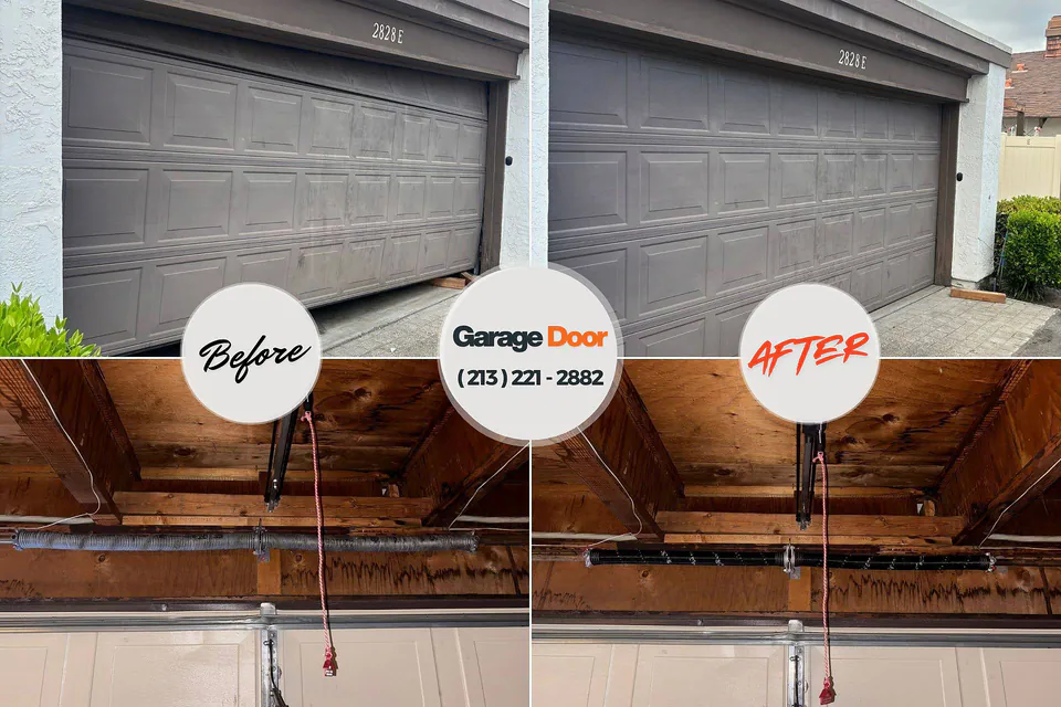 Before and after: garage door repair Manhasset Hills, NY
